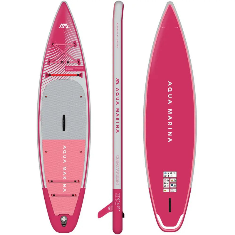 Сапборд Aqua Marina CORAL TOURING RASPBERRY 11'6 2023 — надувна дошка для САП серфінгу, sup board BT-23CTPR-1
