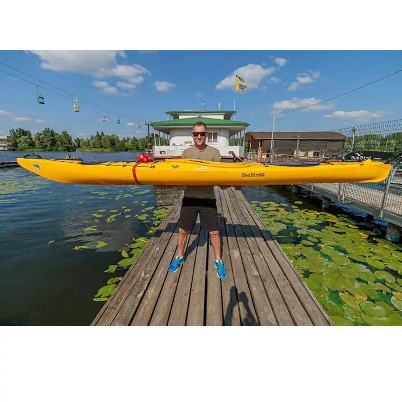 Каяк туристичний одномісний для спорту, тренувань Seabird Expedition Odin Pro байдарка для дітей жовтий-9