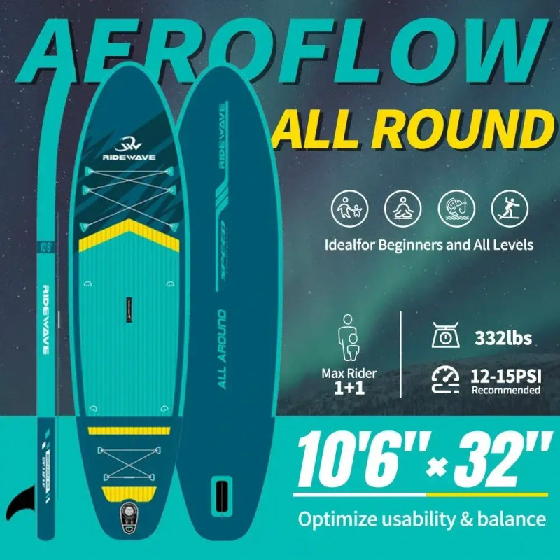 Сапборд RIDEWAY AEROFLOW 10’6″х32"х6" RW2611049 — надувна дошка для САП серфінгу, sup board-1